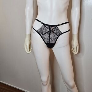 NEW Victoria's Secret Strappy Black Lace Panties Size M